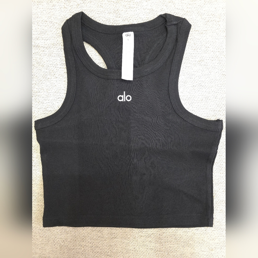 ALO Yoga Black Ribbed Racerback Tank Top